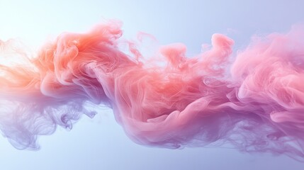 Poster - Pink ethereal smoke swirls gracefully on a soft white background creating a dreamy abstract visual effect and seamless blend of colors.