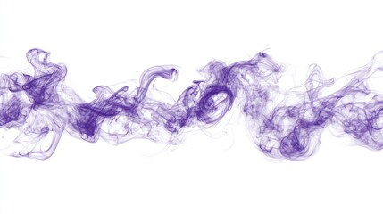 Aufkleber - Abstract swirling purple smoke trail on a clean white background creating an artistic and ethereal visual effect for creative designs.