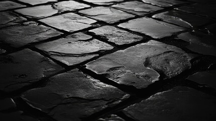 Poster - Close up abstract view of textured cement paving blocks displaying shadows and highlights in monochrome tones for architectural design concepts