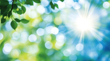 Poster - Bright sunlight abstract blurred background with vibrant green foliage creating a serene and tranquil atmosphere for creative designs
