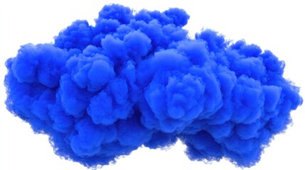 Aufkleber - Vibrant blue smoke cloud on a clean white background for creative and artistic designs.