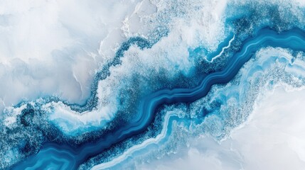 Poster - blue agate mineral gemstone with intricate banding patterns set against a clean white background, sh