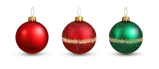 Poster - Colorful Christmas tree ornaments in red and green showcasing festive holiday spirit and decorations for seasonal celebrations.