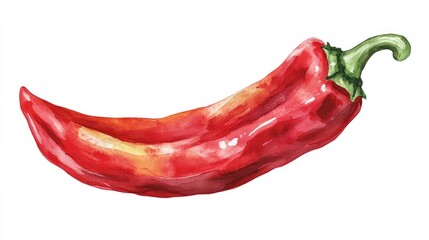 Poster - Red sweet pepper illustration with vibrant colors isolated on a clean white background perfect for culinary or nutritional themes.