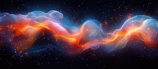 Poster - Cosmic Waves of Bright Colors in Deep Space with Stars and Nebula Effects