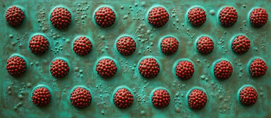 Poster - Vibrant holiday backdrop featuring decorative red and green spherical ornaments ideal for New Year greetings and festive designs