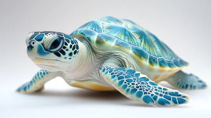 Poster - Vibrant turtle illustration with intricate details showcasing its natural beauty on a clean white background