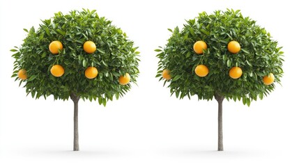 Aufkleber - Fresh Orange Tree on White Background with Alpha Clipping Mask for Graphic Design Composition and Natural Elements Usage