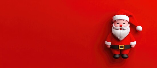 Poster - Santa Claus toy decoration on vibrant red background with ample space for personalized text or holiday greetings