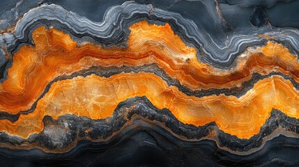 Poster - Granite background texture featuring vibrant orange and gray patterns suitable for mineralogy publications and design projects.