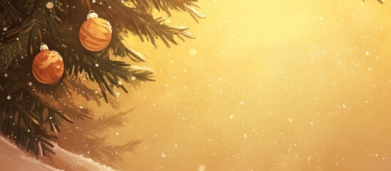 Poster - Warm festive Christmas background with shimmering ornaments on a tree and a soft golden glow creating a joyful holiday atmosphere.