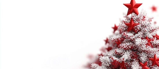 Aufkleber - Red Christmas tree decoration with stars and snow on a white background for festive holiday celebrations and decoration ideas