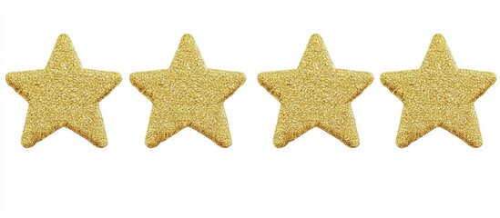 Poster - Festive golden stars arranged in a row on a clean white background ideal for celebration and holiday themed designs.