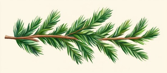 Poster - Realistic illustration of green fir or pine tree branches showcasing detailed foliage and natural textures on a soft background