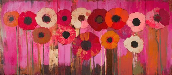 Poster - Vibrant Floral Abstract Artwork with Bold Colors and Textures for Joyful Celebrations and Festive Decor