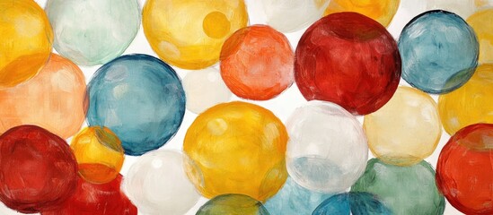 Poster - Colorful decorative balls and orbs creating a vibrant and cheerful design against a clean white background for festive occasions