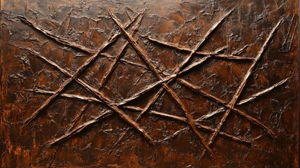 Poster - Rustic textured background with layered abstract patterns in earthy tones creating a visually intriguing surface design.