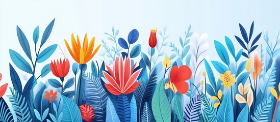 Poster - Vibrant floral illustration with space for text ideal for greeting postcards or online banners in a modern design style