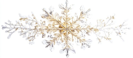 Poster - Elegant isolated Christmas snowflake design on a clean white background ideal for festive decorations and winter themes.
