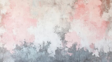 Poster - Textured wall with peeling paint in faded pink and gray tones showcasing visible damage and a rustic aesthetic