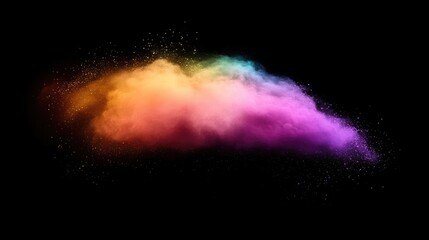 Aufkleber - Colorful powder explosion on a dark background showcasing vibrant hues creating an abstract artistic effect in motion