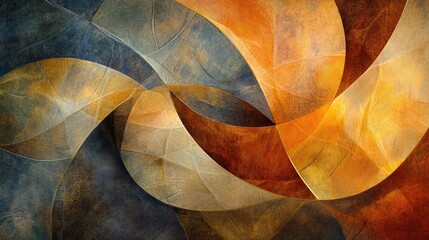 Poster - Vibrant abstract watercolor background featuring flowing shapes in warm hues of orange and gold blended with cool blue tones
