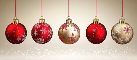 Aufkleber - Christmas ornaments hanging on a blurred shiny background with space for text and festive atmosphere for holiday season promotions