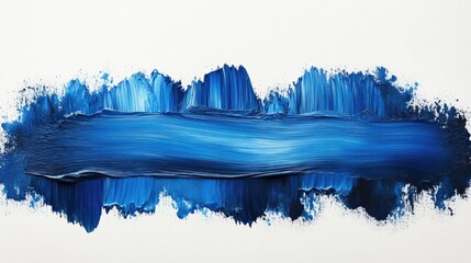 Poster - Vibrant hand painted blue ink brush strokes art isolated on white background for creative design and artistic presentations