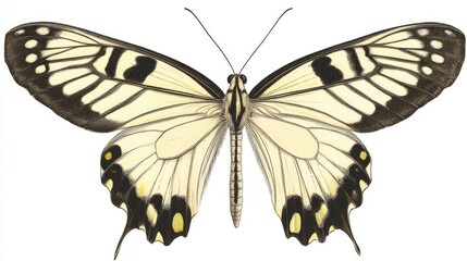 Aufkleber - Detailed illustration of a butterfly showcasing its vibrant colors and intricate patterns in a natural wildlife setting.