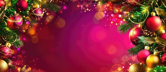 Aufkleber - Festive Christmas bokeh background with colorful ornaments and garland creating a joyful holiday ambiance for seasonal celebrations