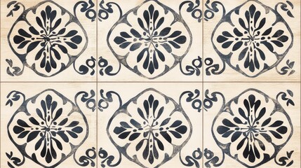 Poster - Vintage spruce wooden tile pattern with intricate floral design on a beige background showcasing timeless elegance and craftsmanship.
