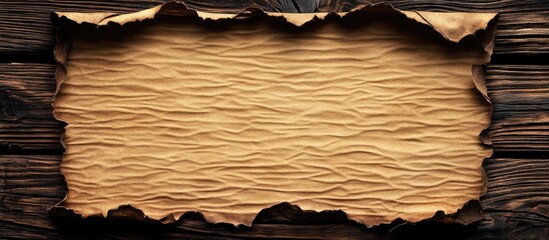 Poster - Vintage decorative paper sheet with aged texture on rustic wooden background for creative design and artistic projects