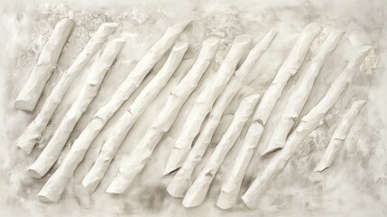 Poster - Abstract background of textured birch logs arranged in a dynamic pattern with subtle earthy tones and a soft focus aesthetic.
