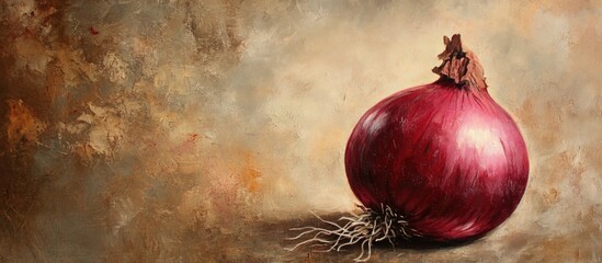 Aufkleber - Red onion presented as a rustic kitchen decoration with artistic background and textured surface