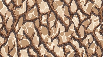 Poster - Seamless pattern of tree roots on textured background showcasing natural elements in earthy tones for design projects.