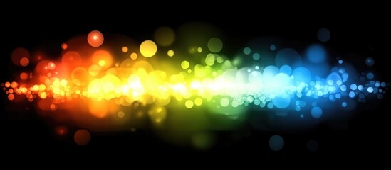 Fototapete - Vibrant abstract light patterns creating a colorful gradient background with bokeh effects on a dark backdrop for creative design purposes