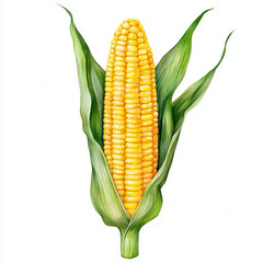 Wall Mural - Fresh corn on cob with vibrant yellow kernels and green husks, showcasing beauty of agriculture and nature bounty