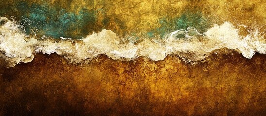 Poster - Coastal Waves Artwork with Abstract Textures and Aerial Perspective for Merging Land and Sea Elements in Visual Composition