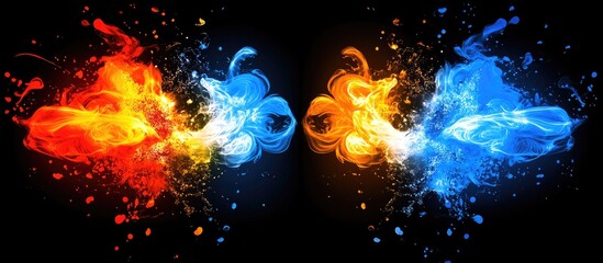 Poster - Vibrant and colorful abstract firework bursts illuminating the night sky during festive celebrations
