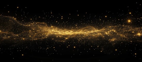 Aufkleber - Golden glittering night sky with shimmering stars and cosmic dust creating a spectacular fireworks-like display in darkness