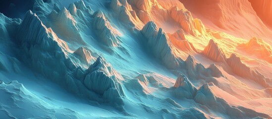 Poster - abstract depiction of rugged mountain terrain with vivid colors and dramatic lighting showcasing natural beauty and texture