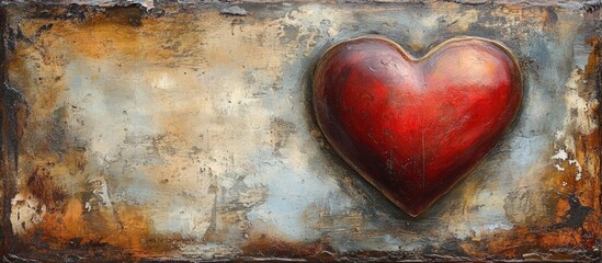 Aufkleber - Vintage heart symbol of love on weathered background ideal for romantic and nostalgic themes in design and advertising.