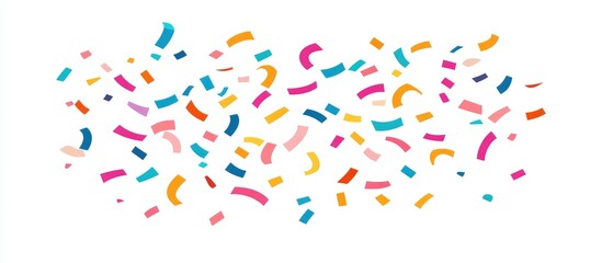 Poster - Colorful abstract confetti burst in a flat design style on a clean white background for a festive and vibrant visual appeal.