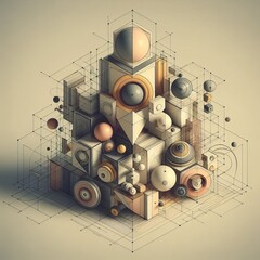 Poster - Existential Geometry Shapes and angles representing philosophica