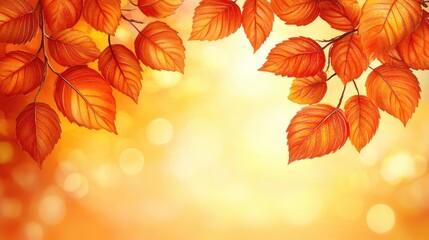 Poster - Golden Autumn Leaves with Soft Bokeh Effect and Sunlight Filtering Through Tree Canopy in Warm Nature Scene