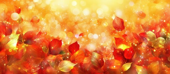 Leinwandbilder - Luminous bokeh backdrop with autumn leaves creating a festive ambiance and magical effect for holiday decorations and exquisite design