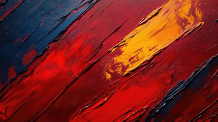 Aufkleber - Vibrant abstract texture with bold red and yellow strokes creating a striking colorful background for artistic designs and templates