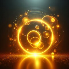 Poster - Glowing Yellow Yellow circles with a soft glowing aura around th