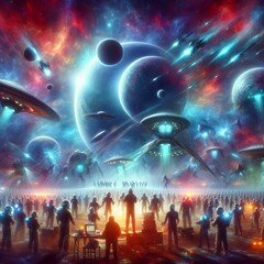 Poster - Interstellar Conflict Alien civilizations clashing in a galactic