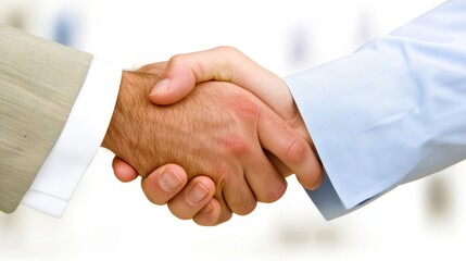 Poster - Business networking event urban cityscape close-up handshake professional environment partnership building concept
